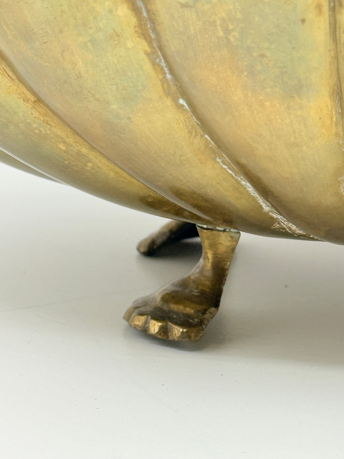 Brass Footed Bowl with Lion Mask Handles, 13"