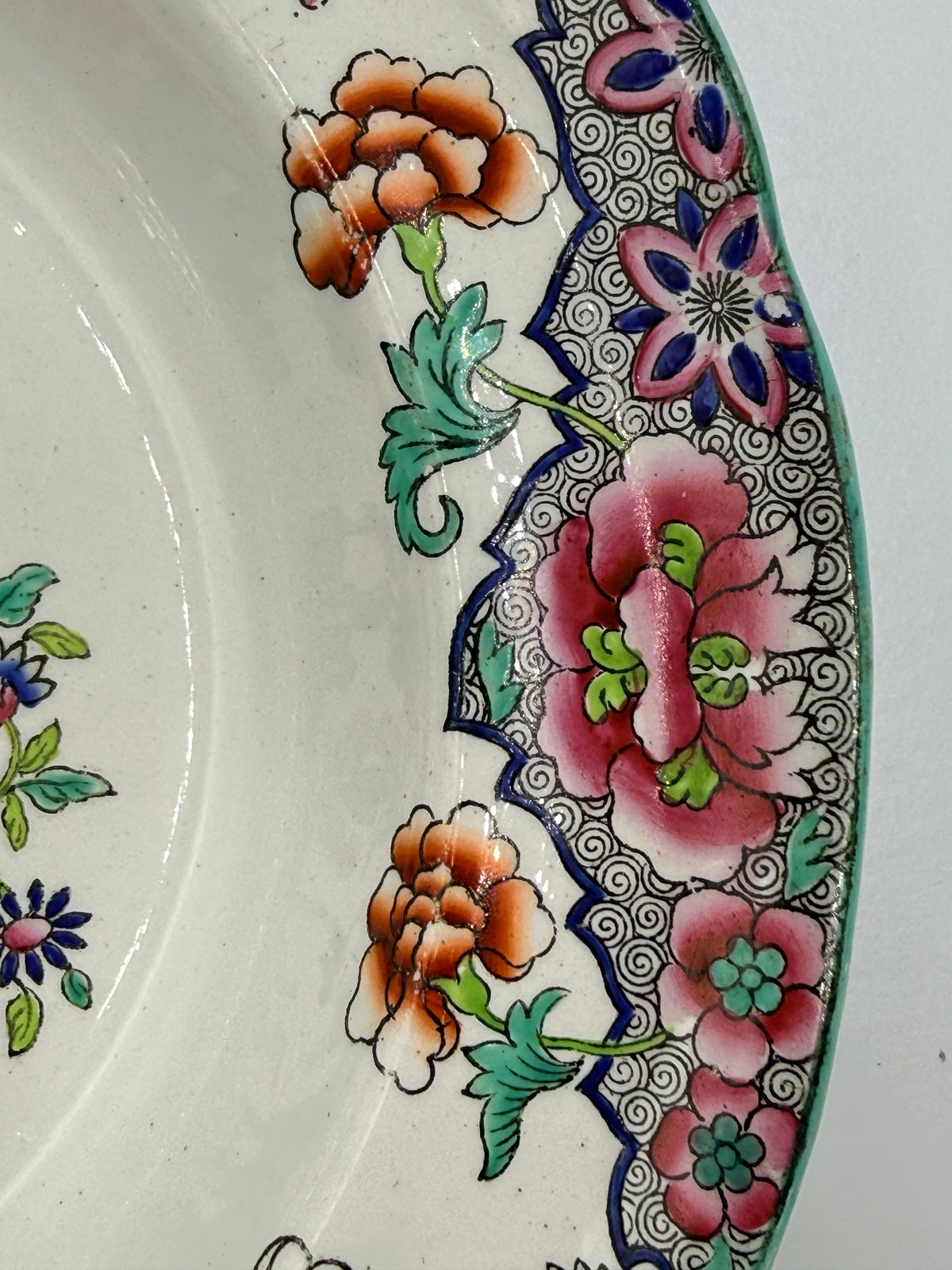 English Copeland Floral Dish, 9.75"
