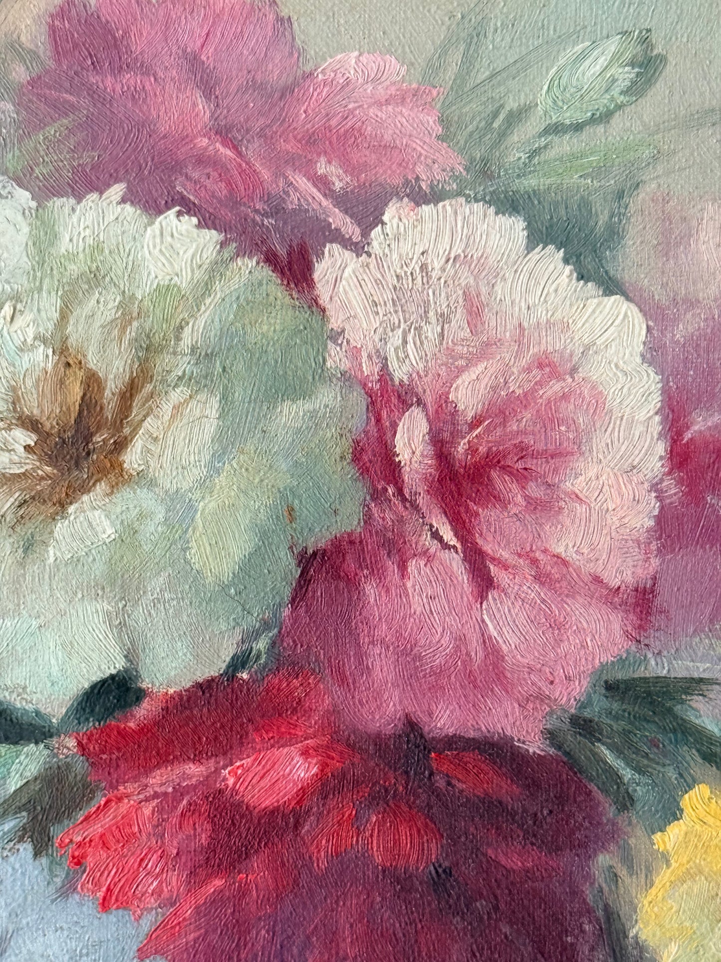 Vintage French Floral Still Life Oil Painting, 16”