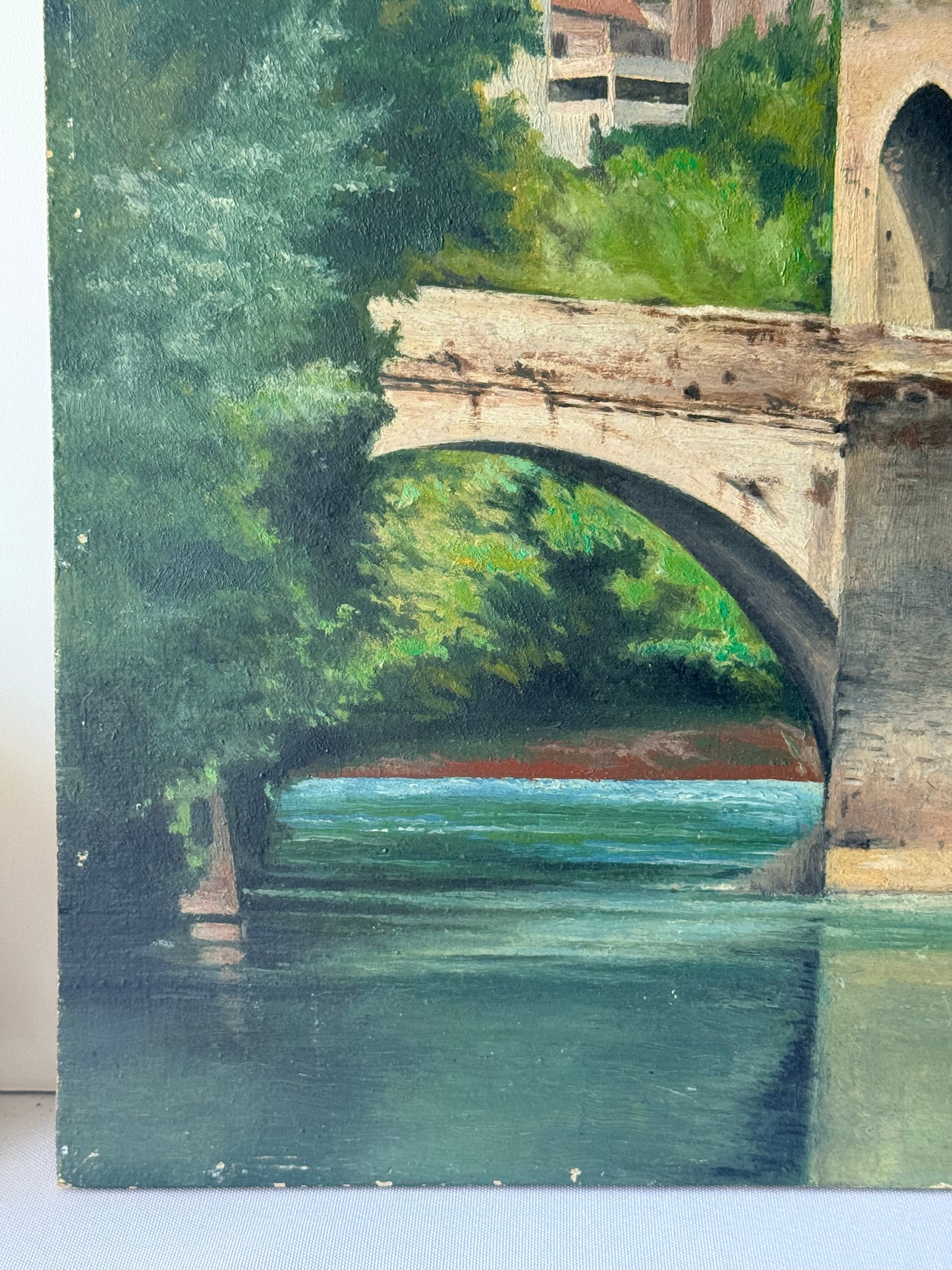 Sauveterre-de-Bearn & Pont de la Légende French Oil Painting, 16”