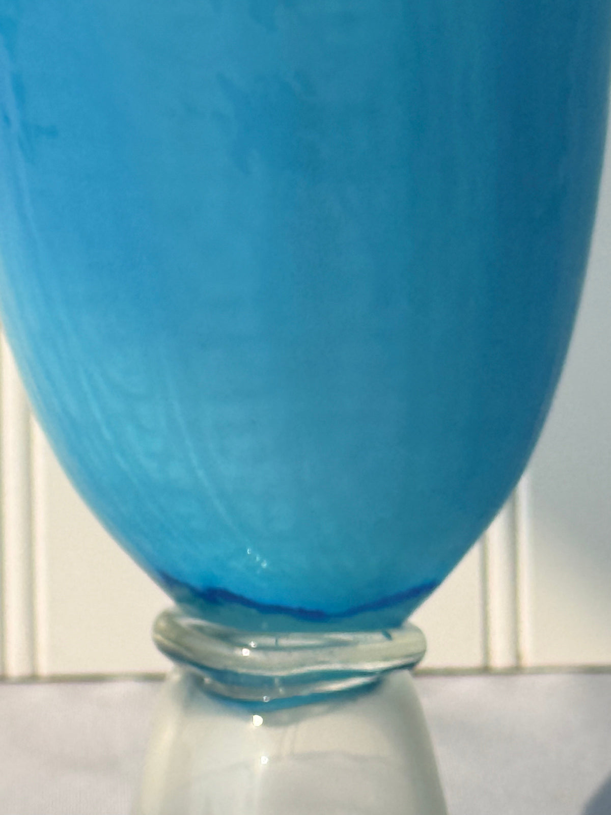 Blue Italian Style Mid-Century Modern Glass Vase, 9” DSM Vintage