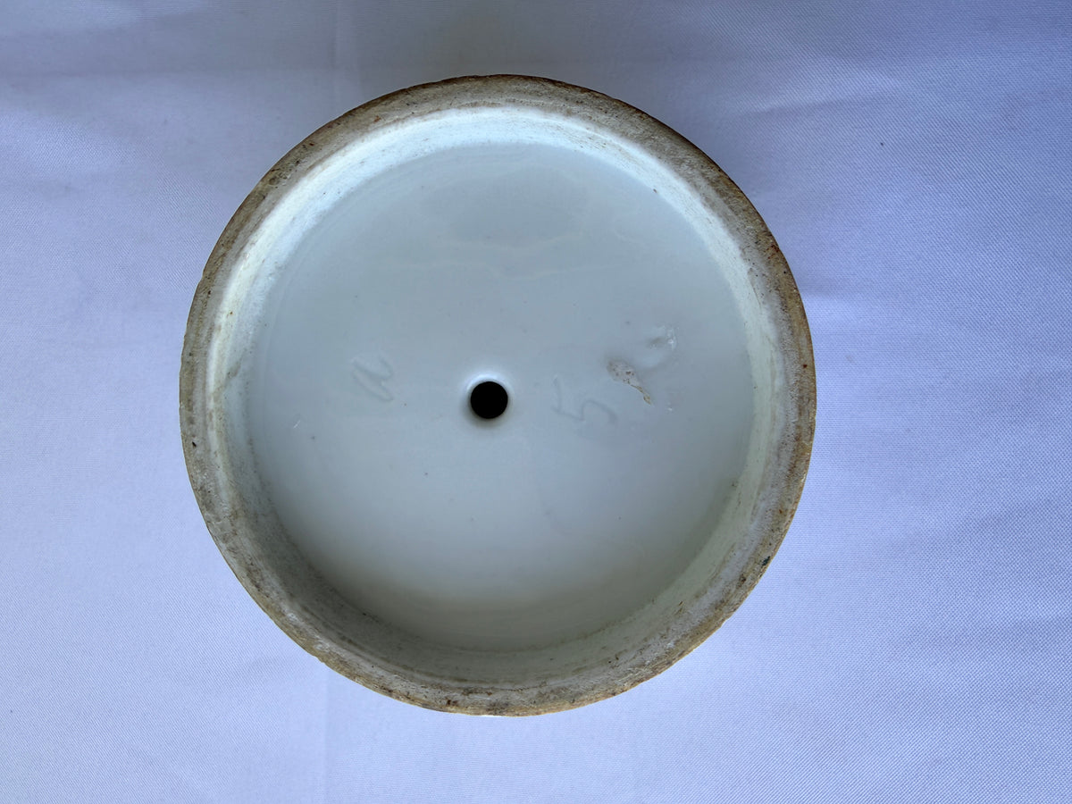 French Porcelain Jardinere or Cache Pot with Lion Mask Handles