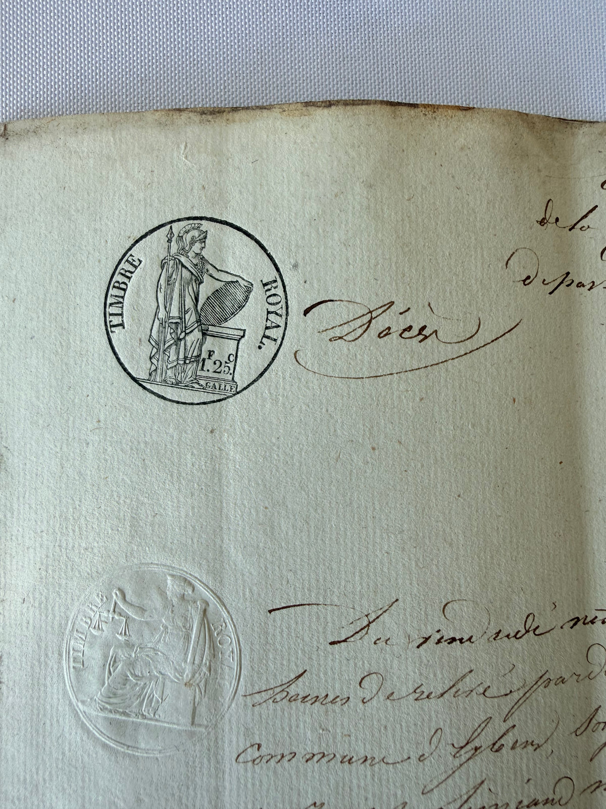 French Handwritten City Hall Document, 1838, Grenoble