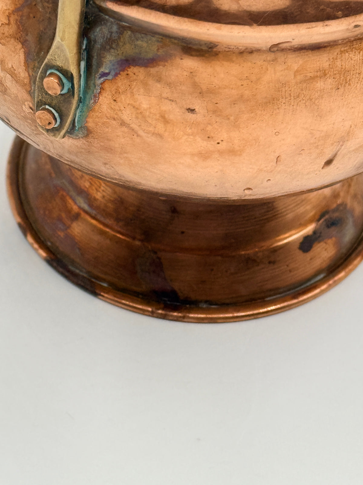 Small Copper Jardinere Planter with Delft Style Handles