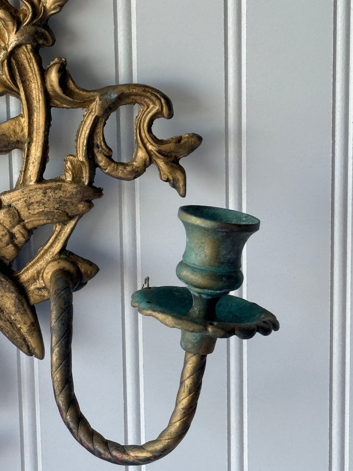 Antique Love Bird Rococo Revival French Style Cast Metal Wall Sconce