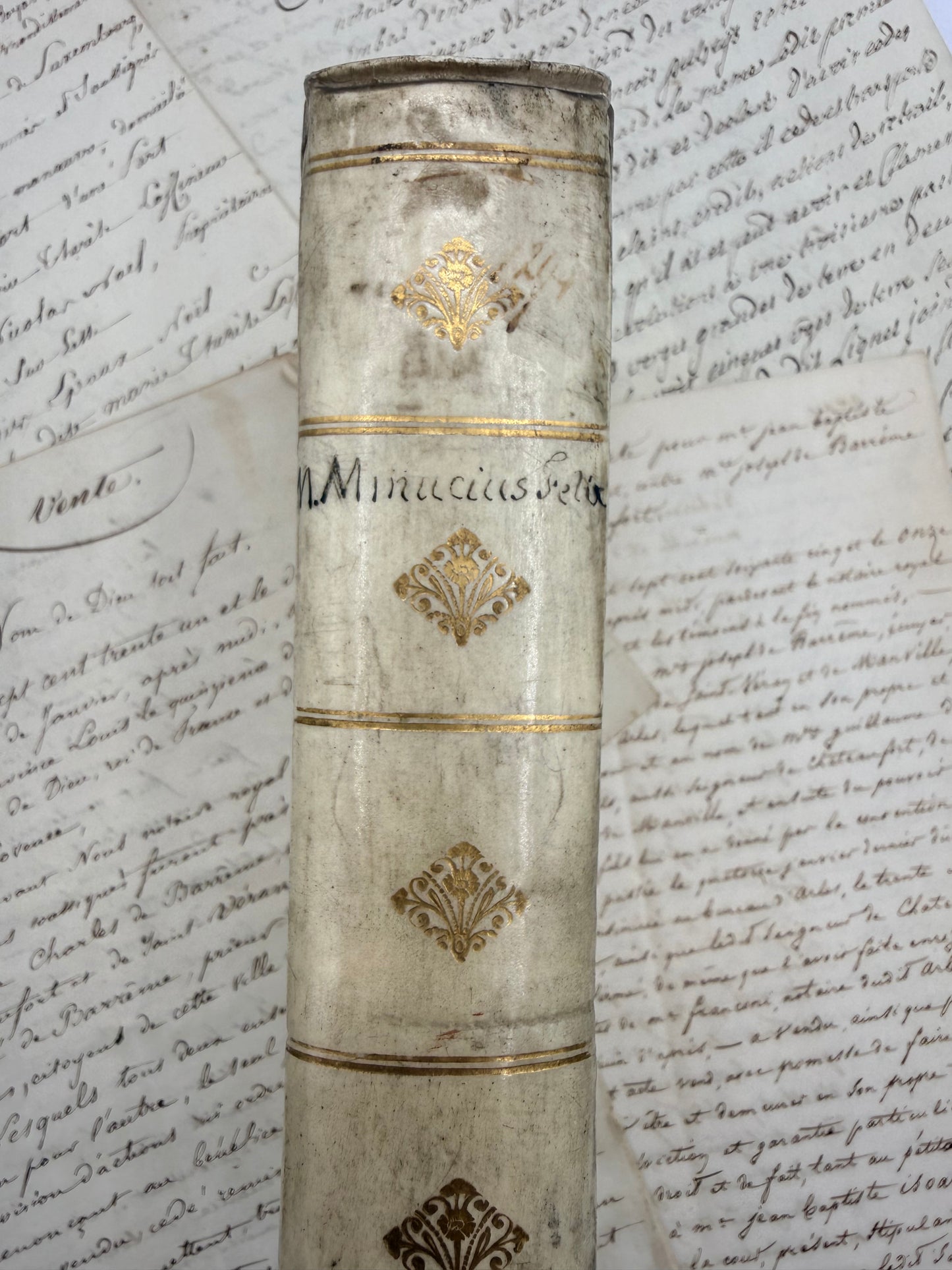 Octavius by Minucius Felix, White Vellum Book, 1709, Latin