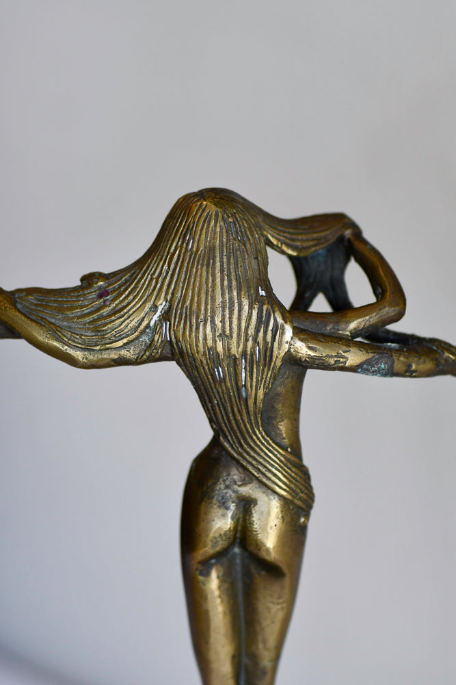 Art Nouveau Style Female Statue Candleabra, 11"