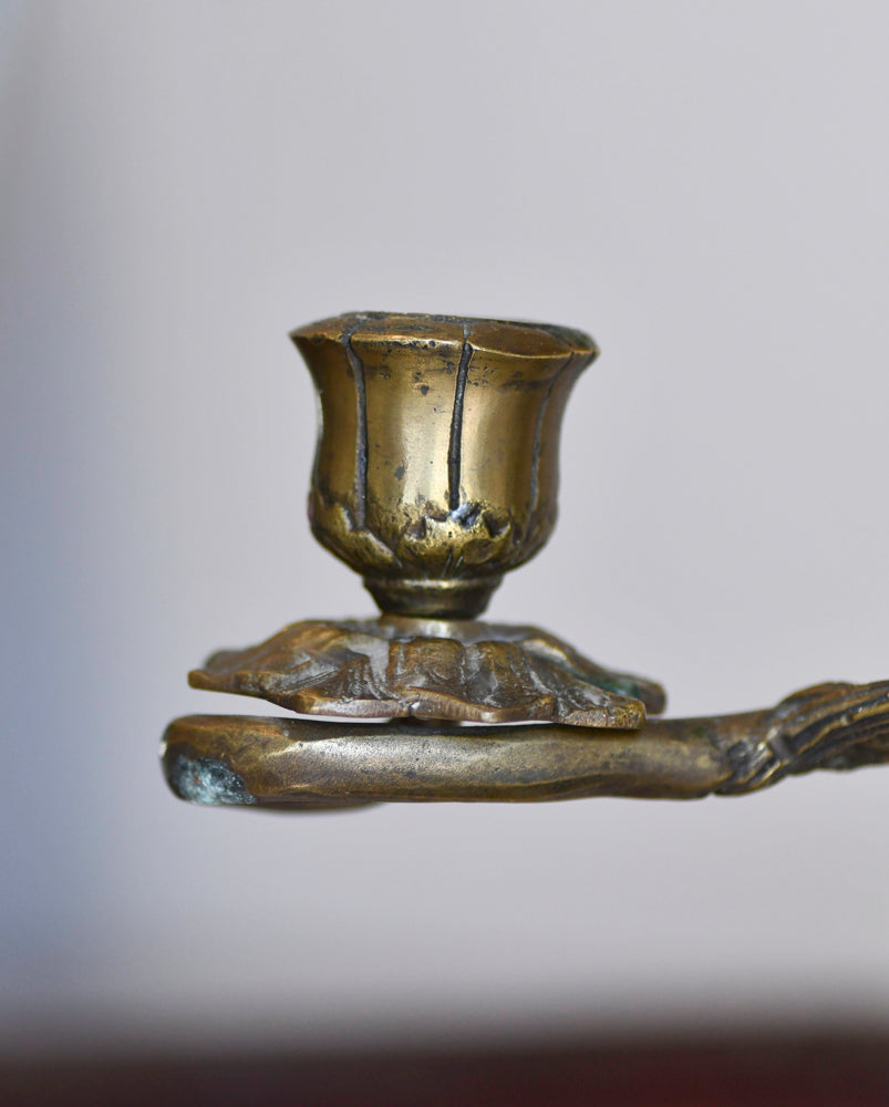 Art Nouveau Style Female Statue Candleabra, 11"