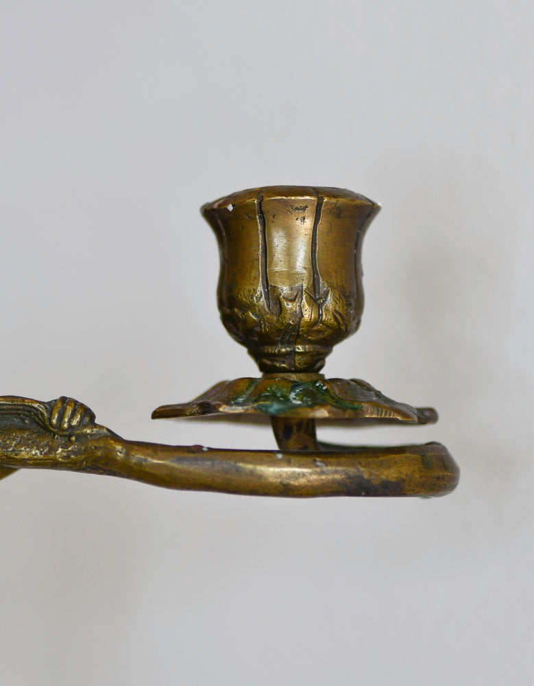 Art Nouveau Style Female Statue Candleabra, 11"