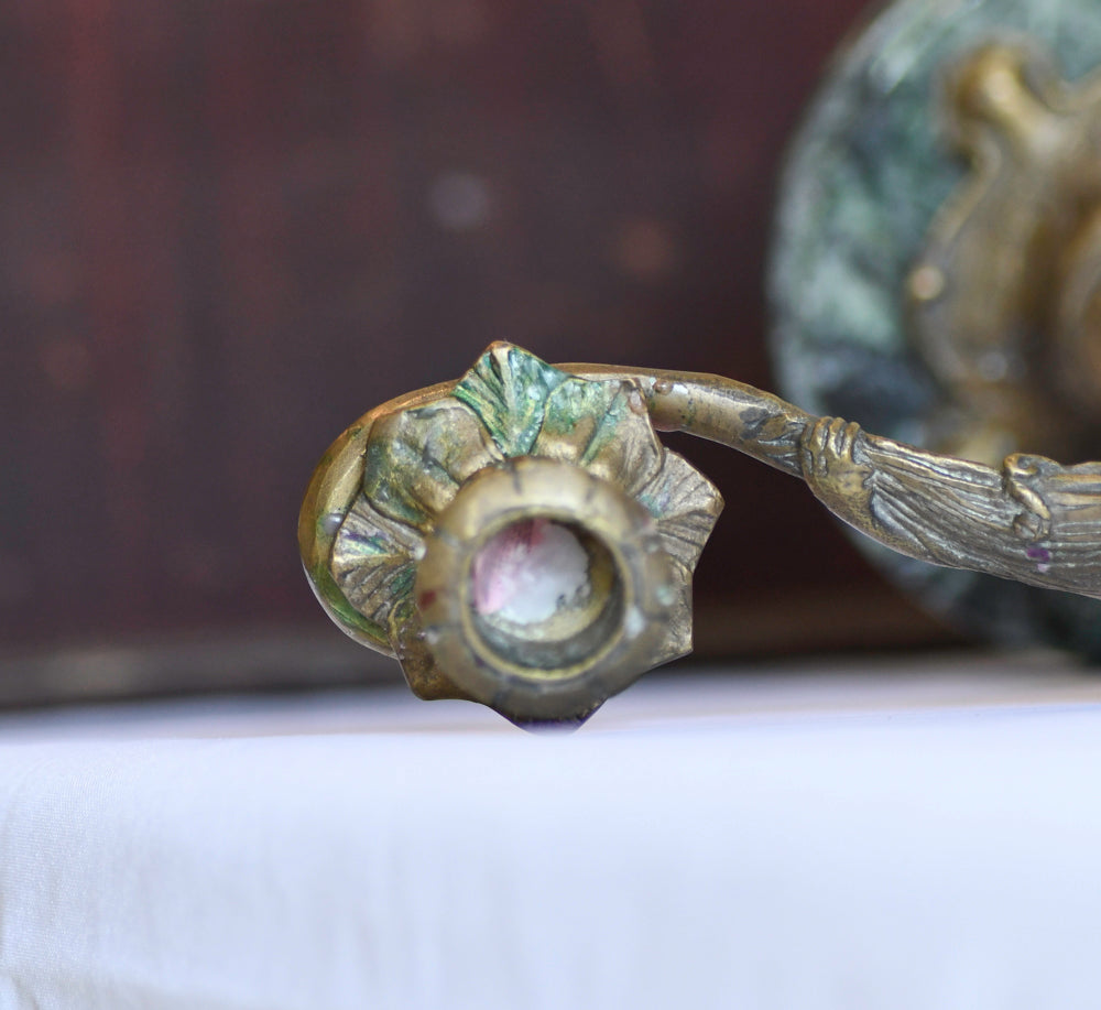 Art Nouveau Style Female Statue Candleabra, 11"