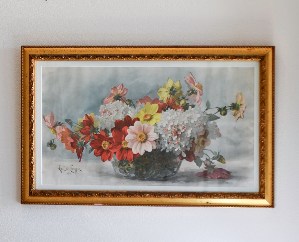 Paul de Longpre Framed Pink Floral Print