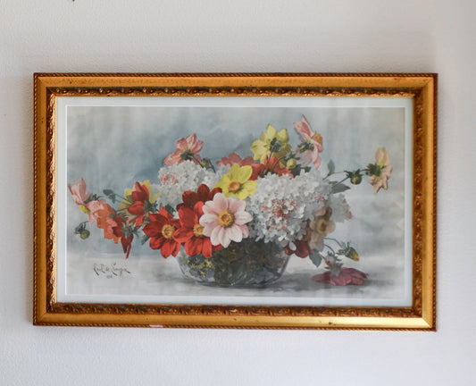 Paul de Longpre Framed Pink Floral Print