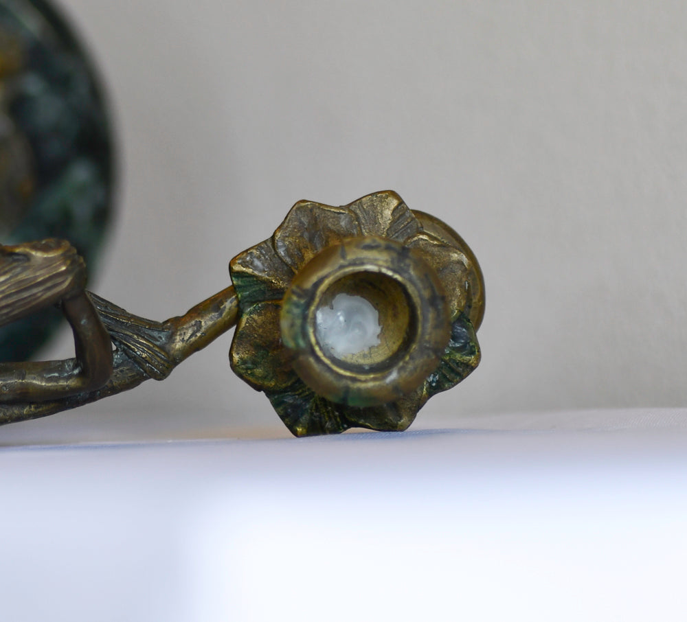 Art Nouveau Style Female Statue Candleabra, 11"