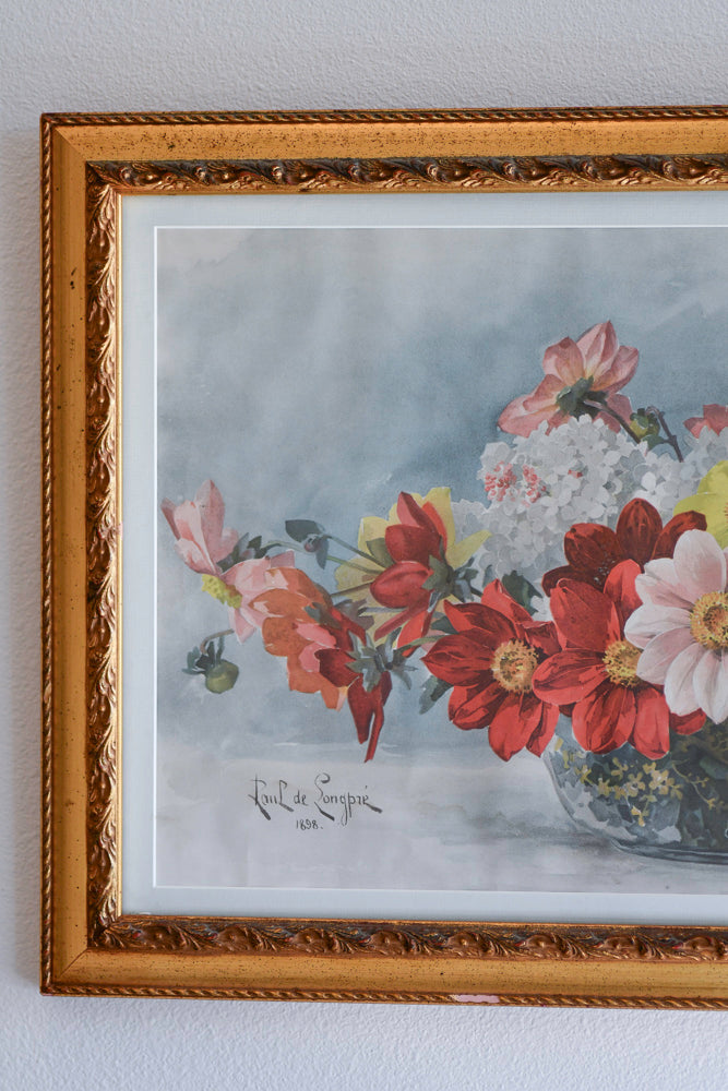 Paul de Longpre Framed Pink Floral Print
