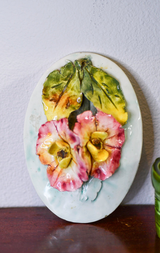 Majolica Weaved Basket Ceramic Floral Box