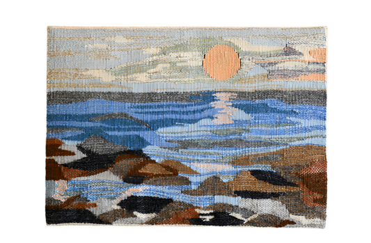 Vintage Wool Seascape Art, Made in Sweden, 13"