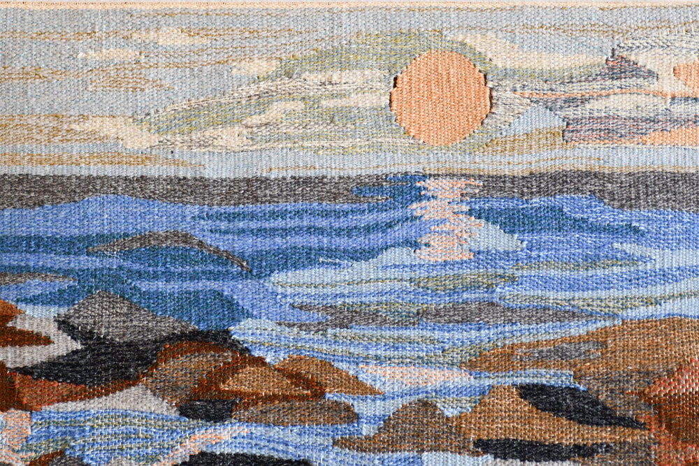 Vintage Wool Seascape Art, Made in Sweden, 13"