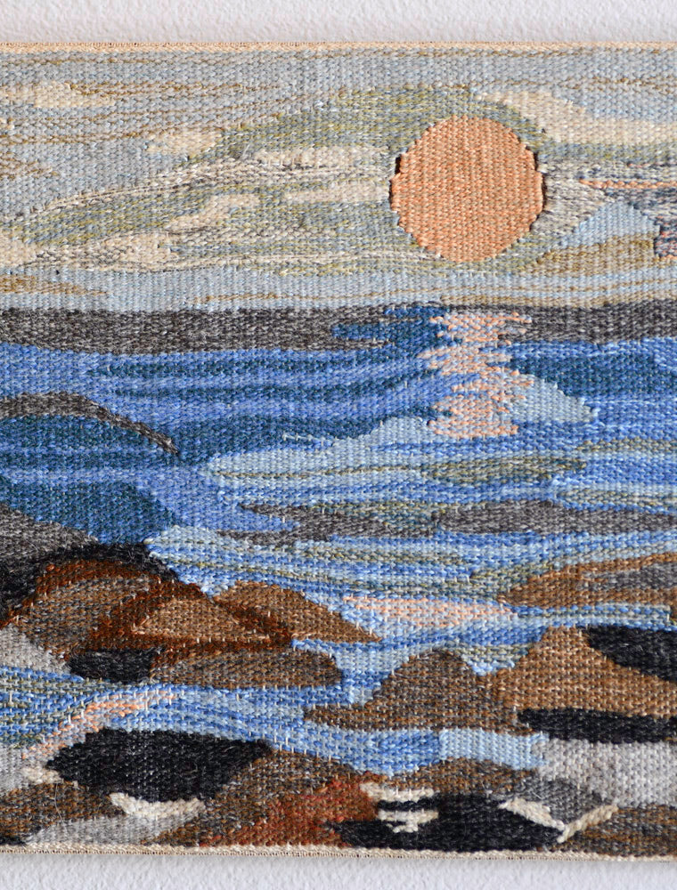Vintage Wool Seascape Art, Made in Sweden, 13"