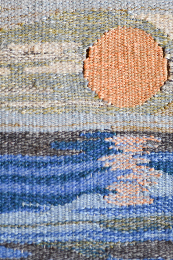 Vintage Wool Seascape Art, Made in Sweden, 13"