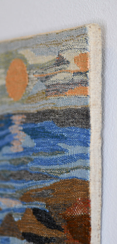 Vintage Wool Seascape Art, Made in Sweden, 13"