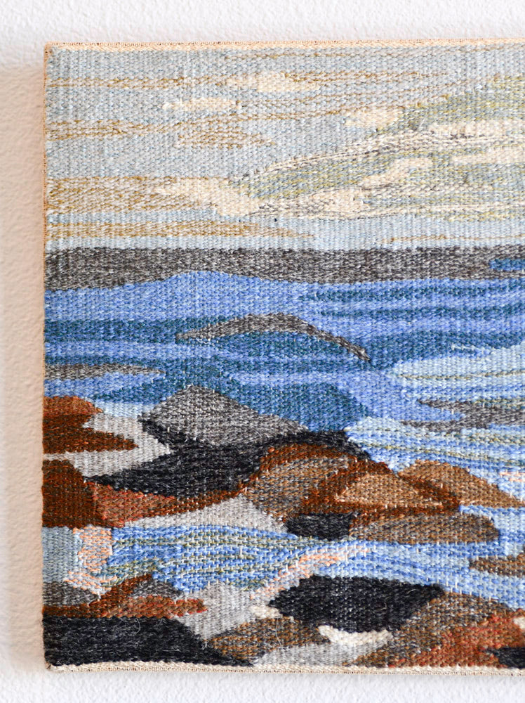 Vintage Wool Seascape Art, Made in Sweden, 13"