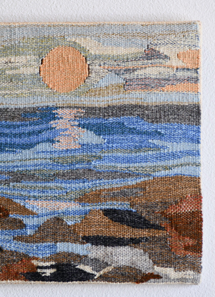 Vintage Wool Seascape Art, Made in Sweden, 13"