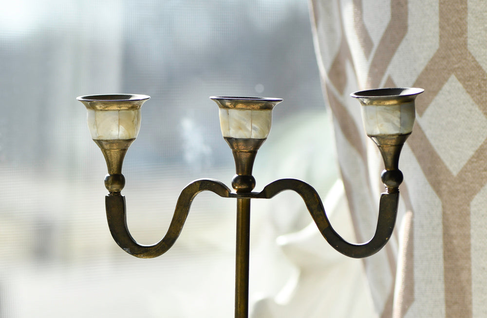 Antique Candelabra with Mother of Pearl Finish