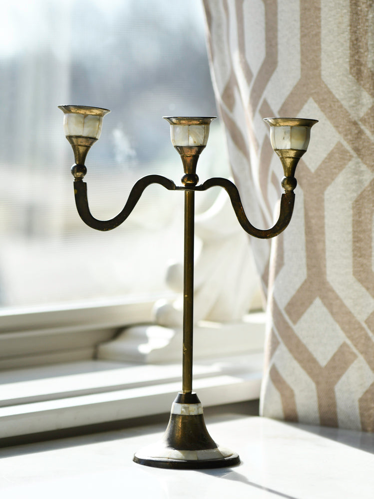 Antique Candelabra with Mother of Pearl Finish
