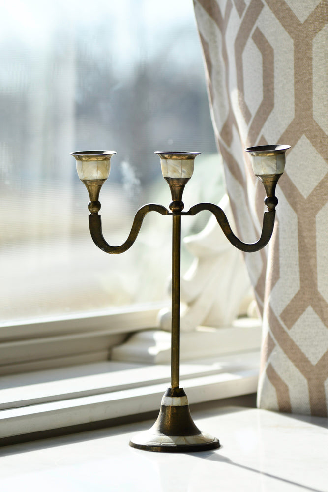 Antique Candelabra with Mother of Pearl Finish