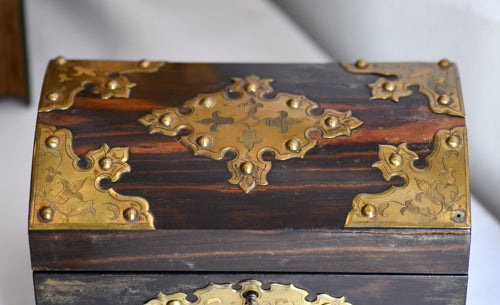 Antique Coromandel Wood Tea Box, 8"
