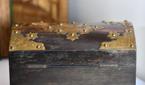 Antique Coromandel Wood Tea Box, 8"