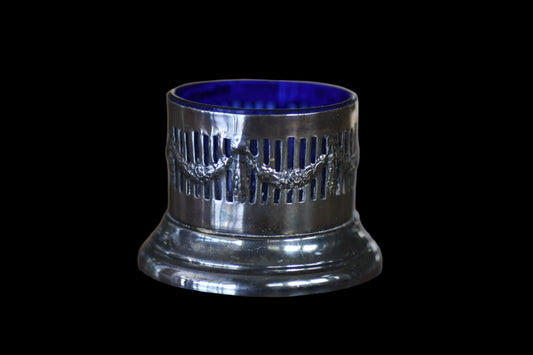 Antique Salt Cellar with Cobalt Blue