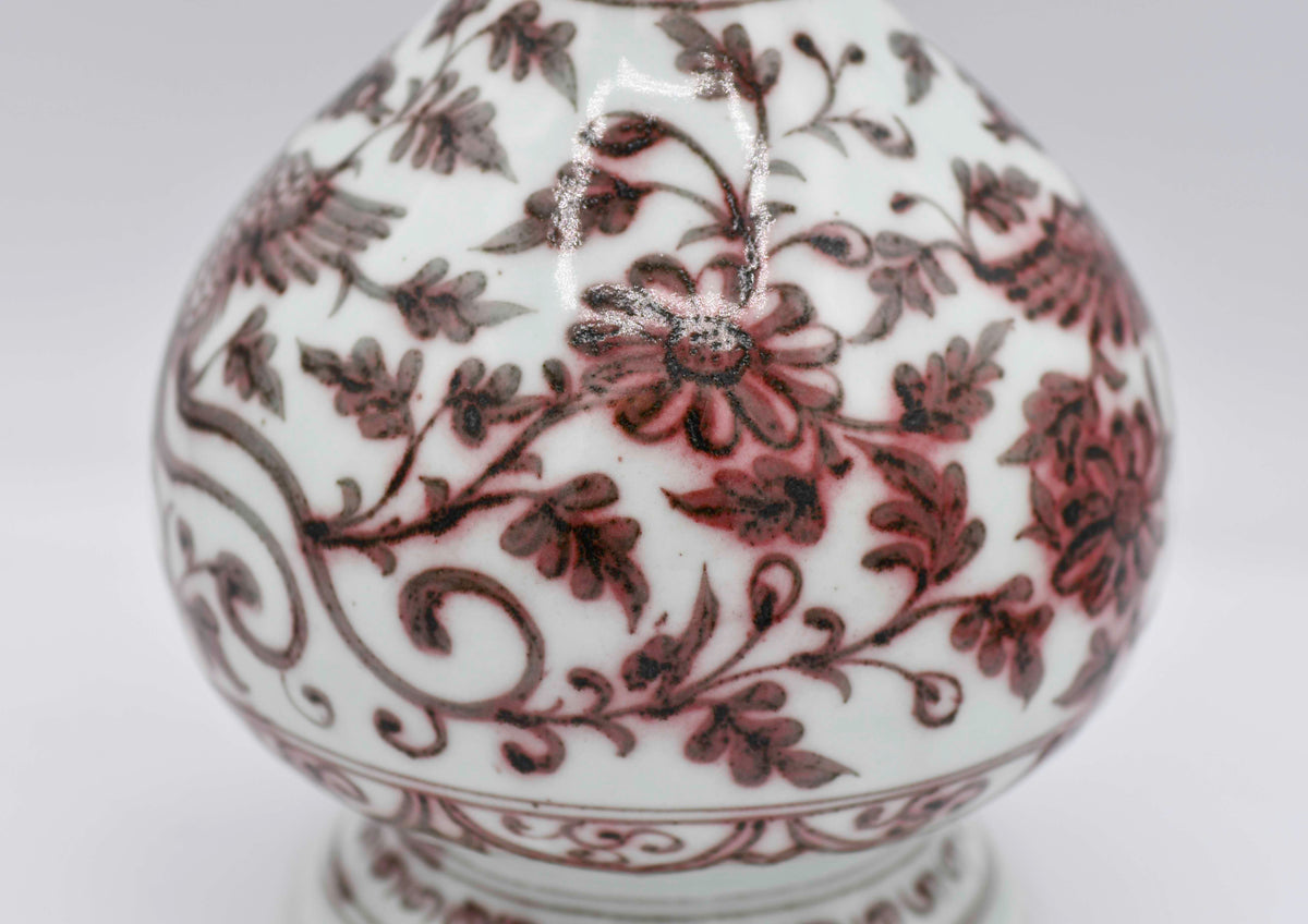 Phoenix Vase with Red Underglaze, 12"