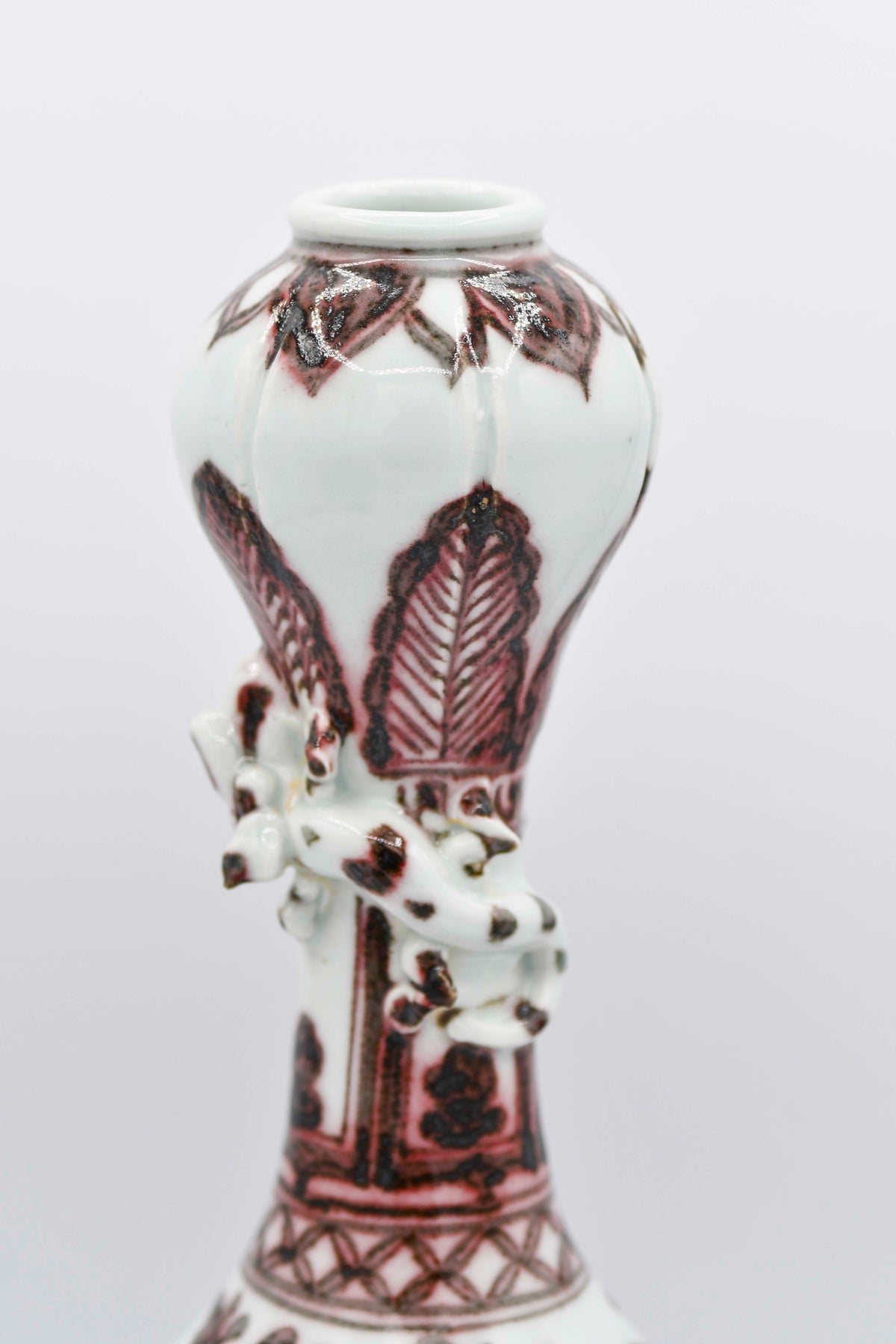 Phoenix Vase with Red Underglaze, 12"