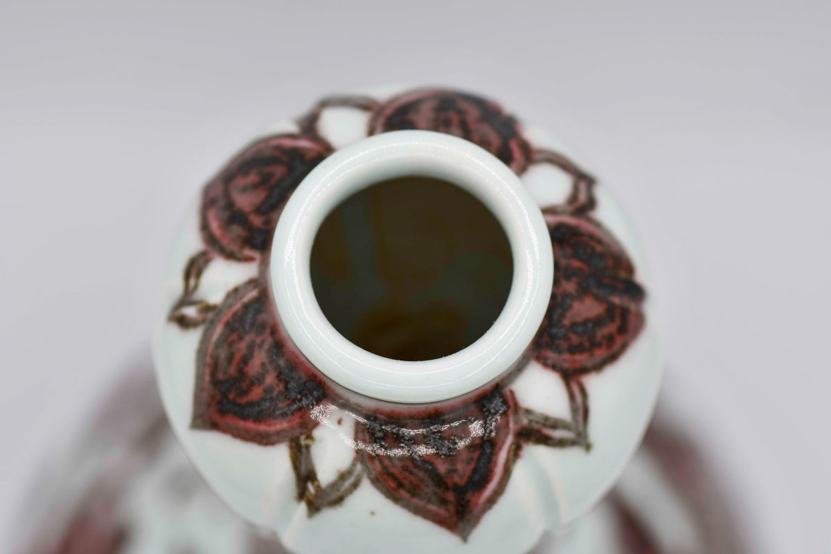 Phoenix Vase with Red Underglaze, 12"