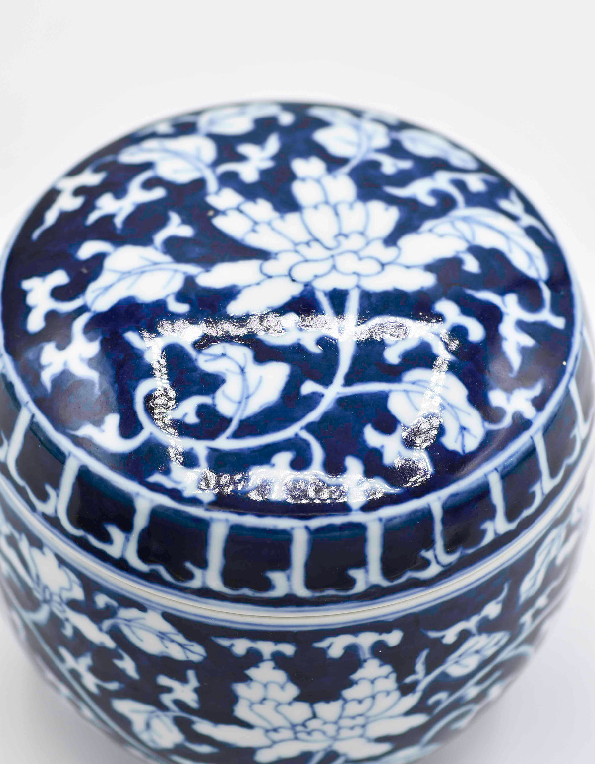 Cobalt Blue Lidded Porcelain Container, China