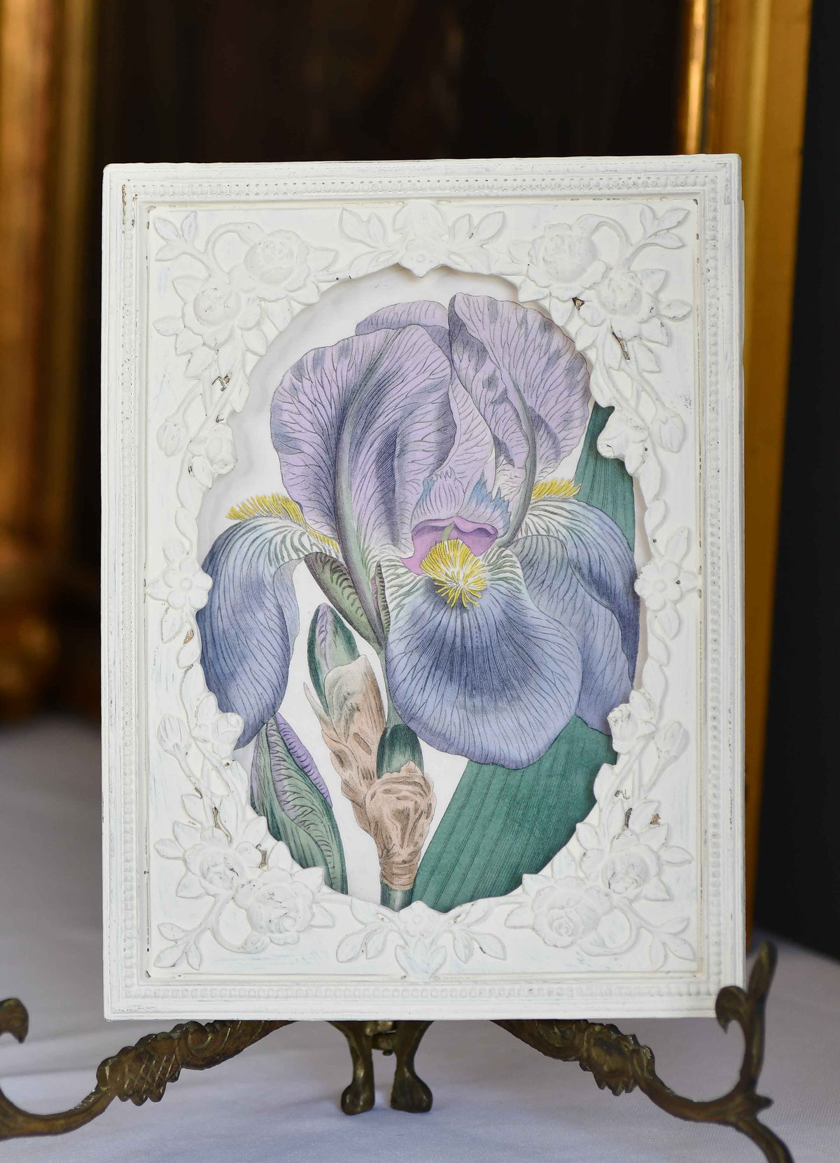 Purple Iris Framed Print in Vintage Frame, 8.5"