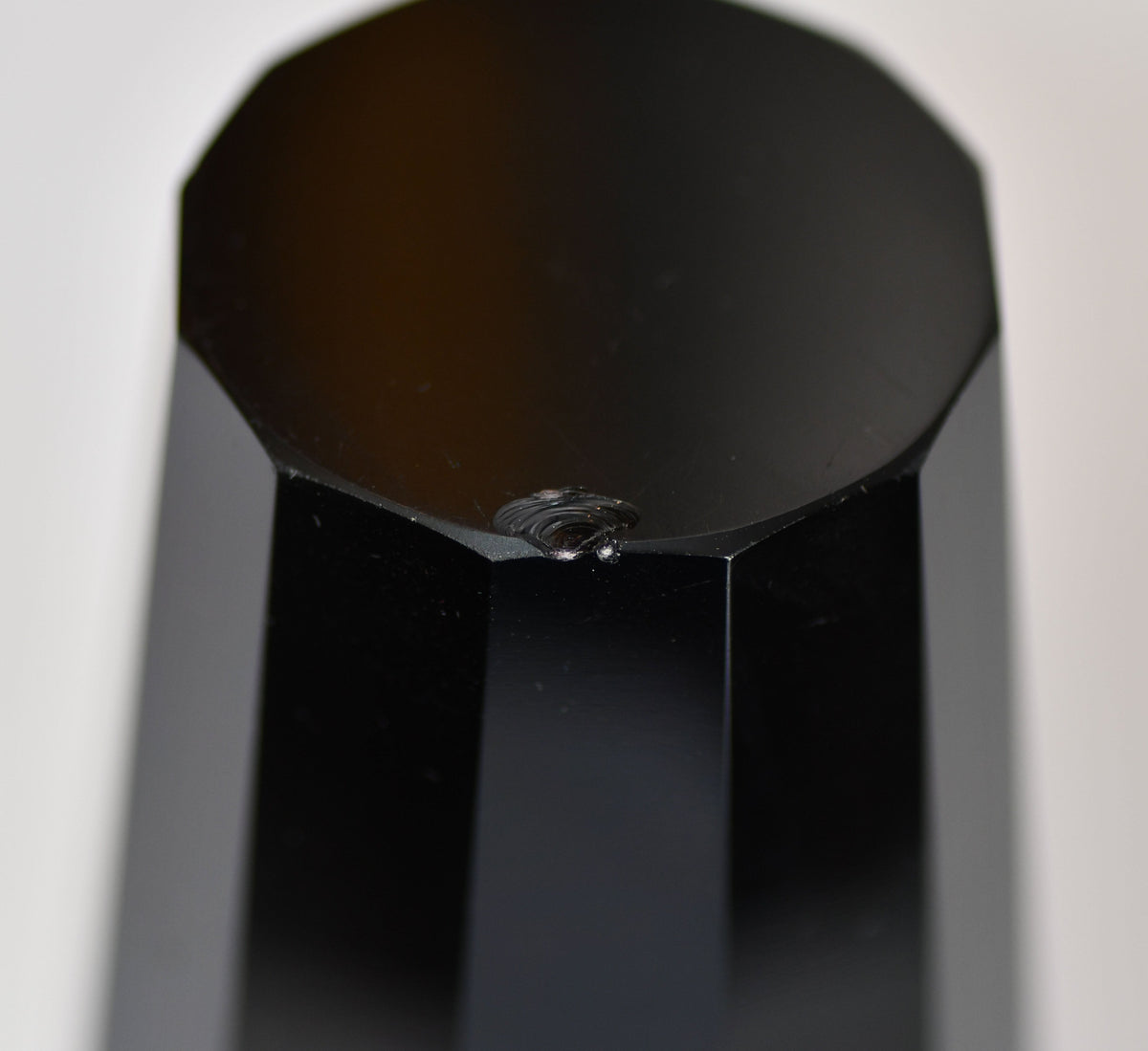 Moser Style Vintage Black and Gold Glass Vase, 6"