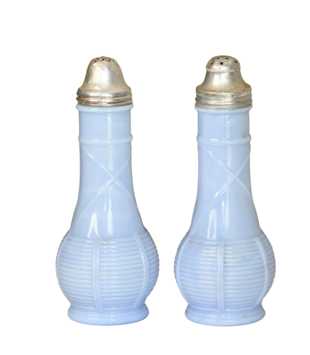 Periwinkle Blue Delfite Glass Salt & Pepper Shakers