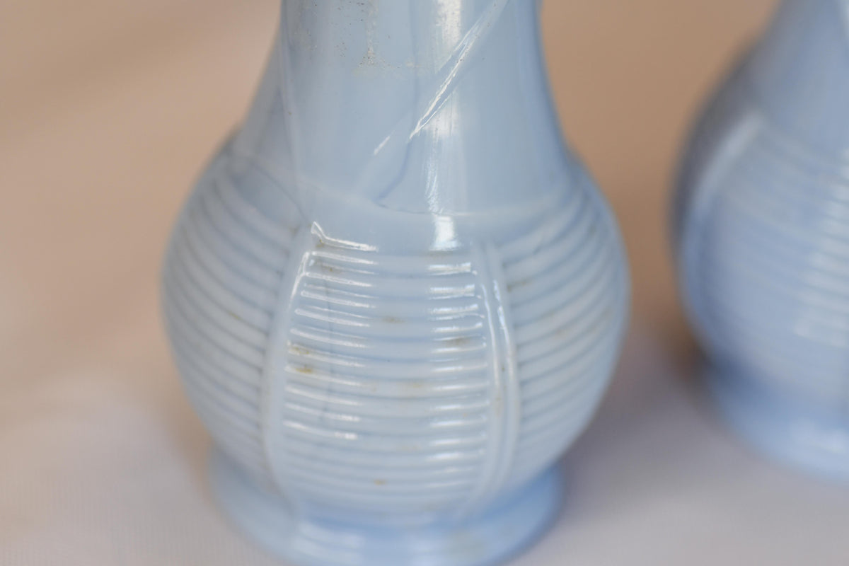 Periwinkle Blue Delfite Glass Salt & Pepper Shakers