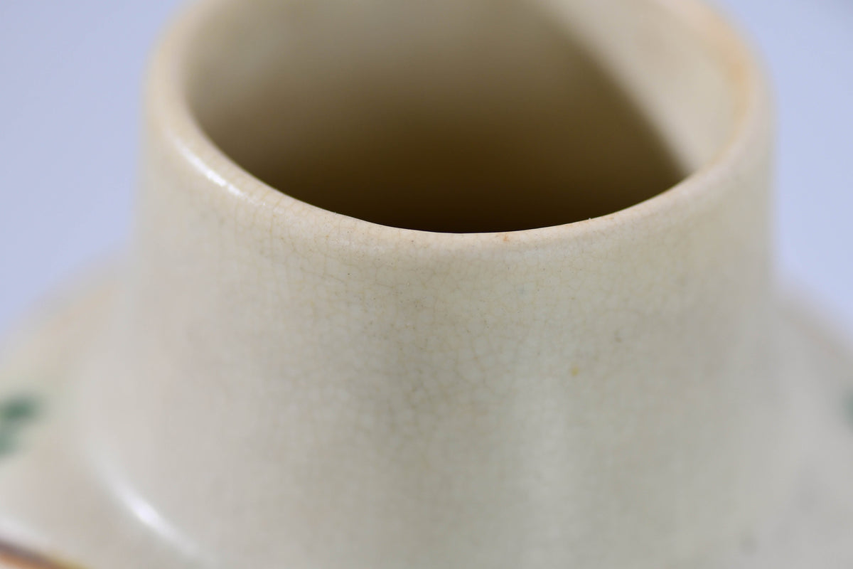 Roseville Beige Rose Vase, Vintage Velmoss Floral Vase, 8"