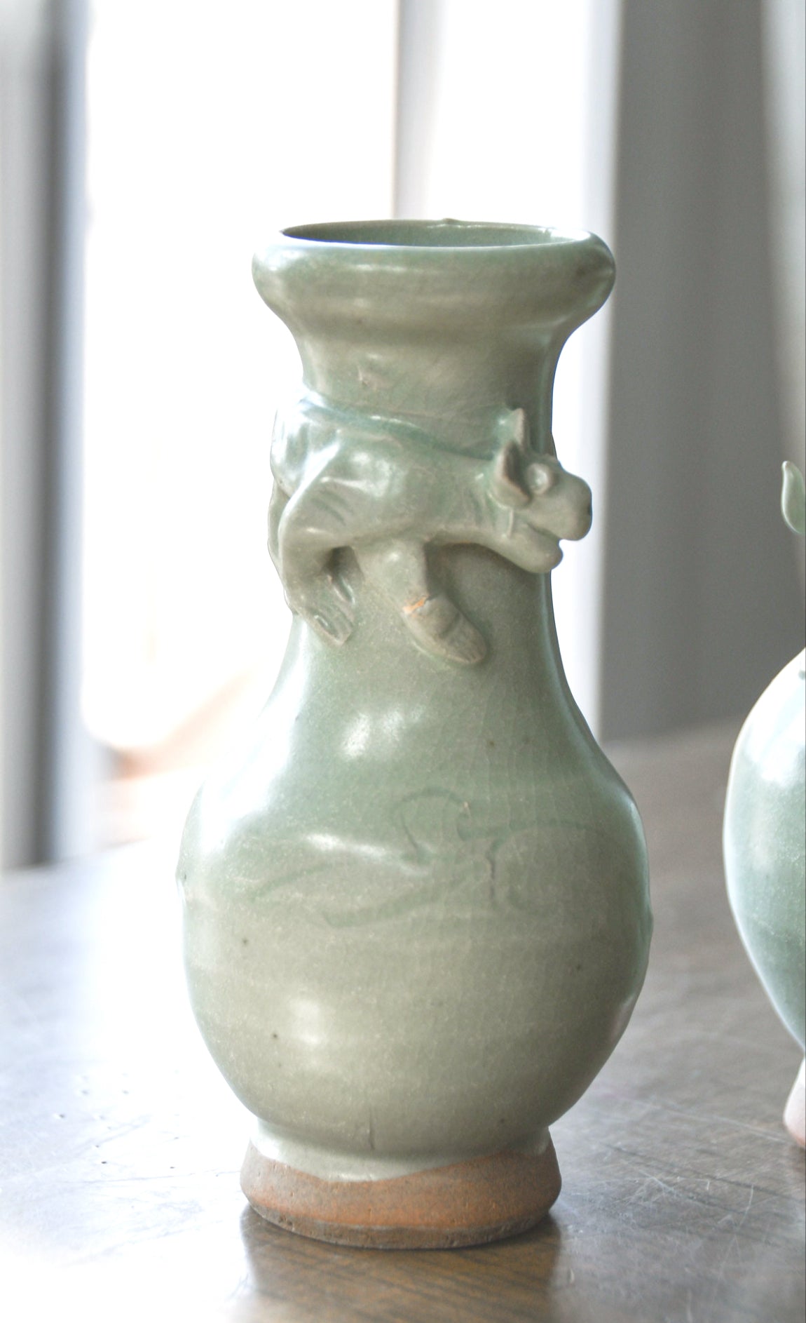 Two Sage Green Celedon Vases