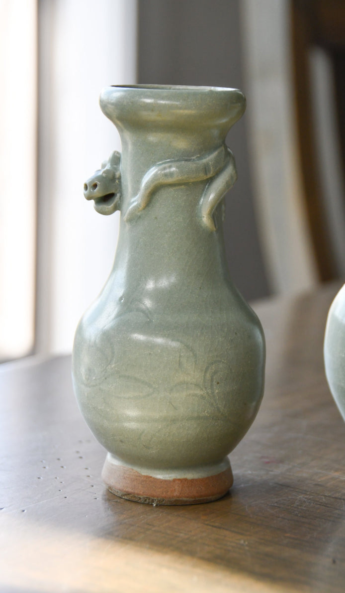 Two Sage Green Celedon Vases