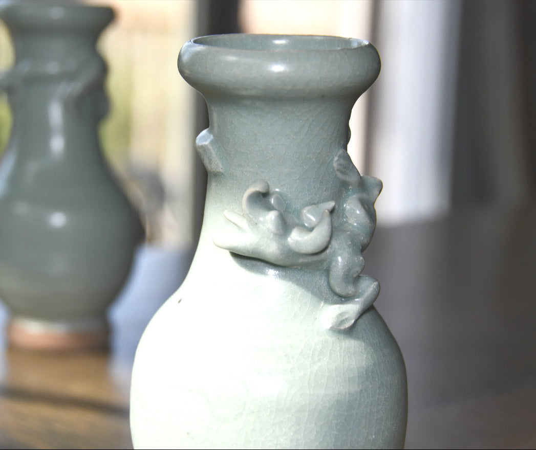 Two Sage Green Celedon Vases
