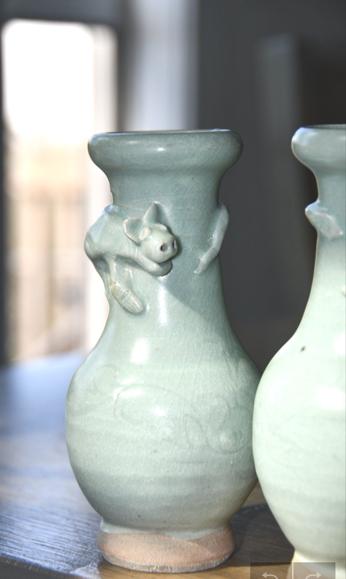 Two Sage Green Celedon Vases