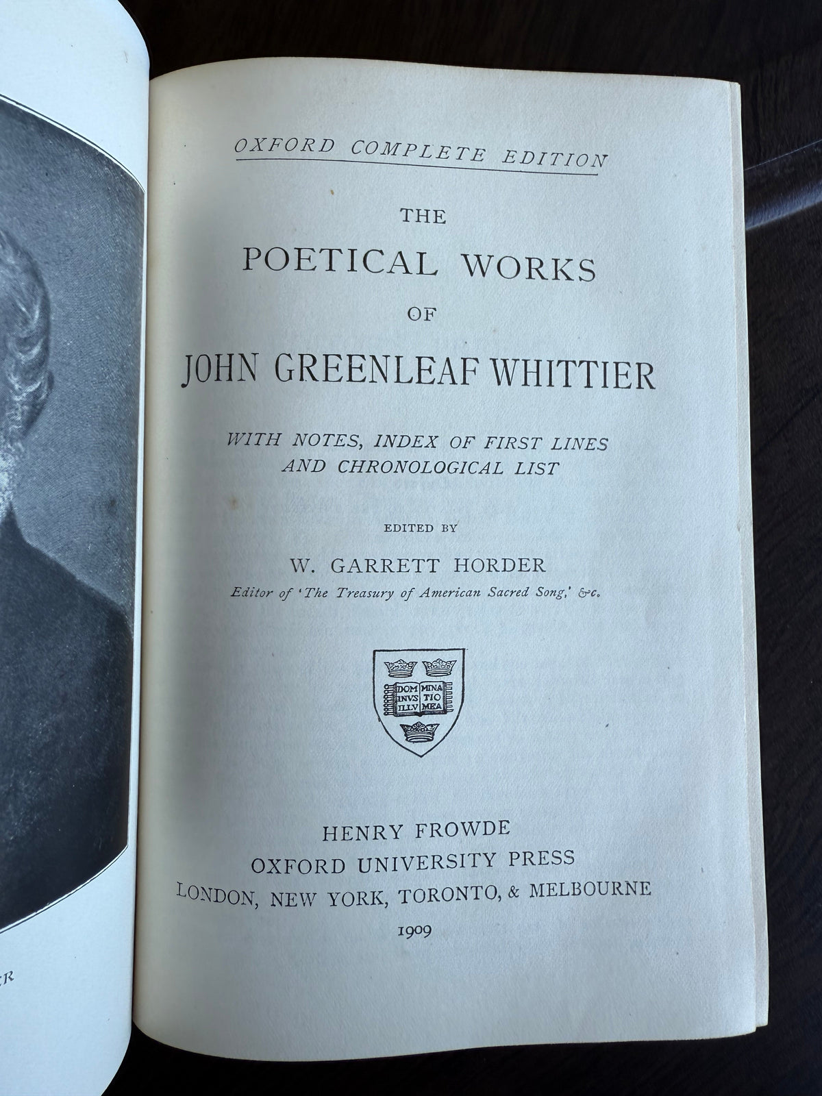 John G Whittier’s Poems, Oxford Edition