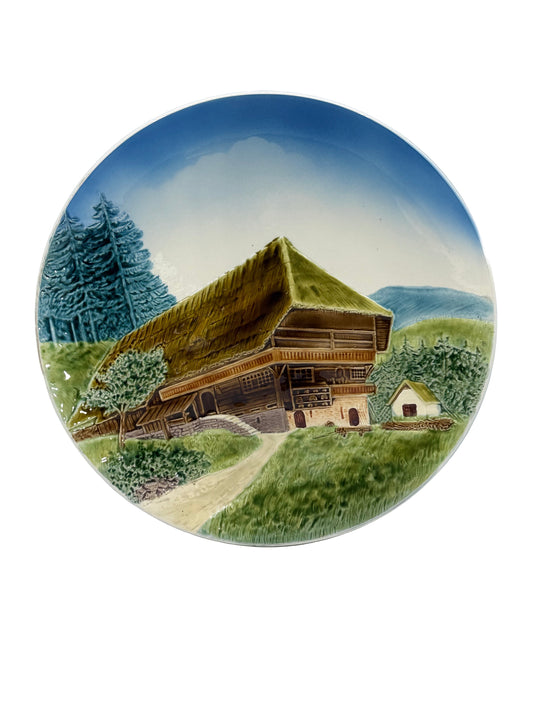 CICO German Majolica Landscape Vintage Plate, 13”
