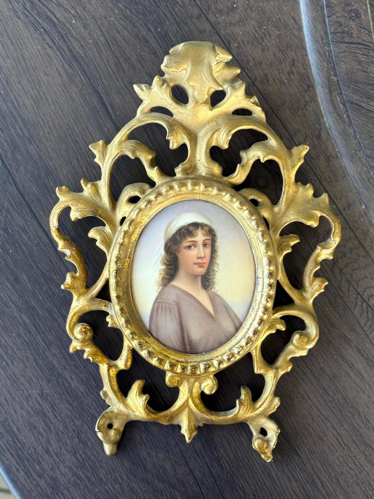 Miniature Antique Hand Painted Portrait of Ruth