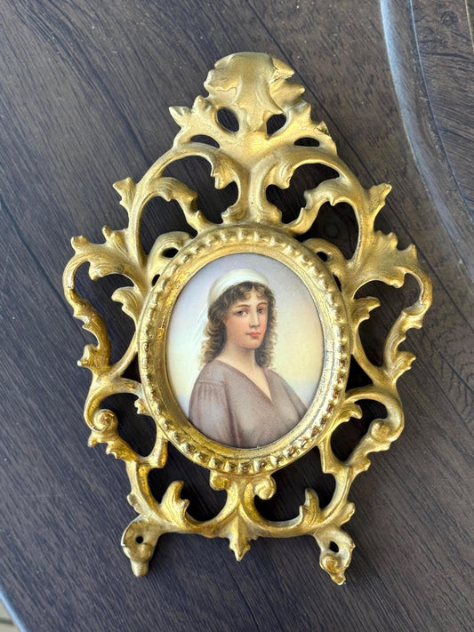 Miniature Antique Hand Painted Portrait of Ruth