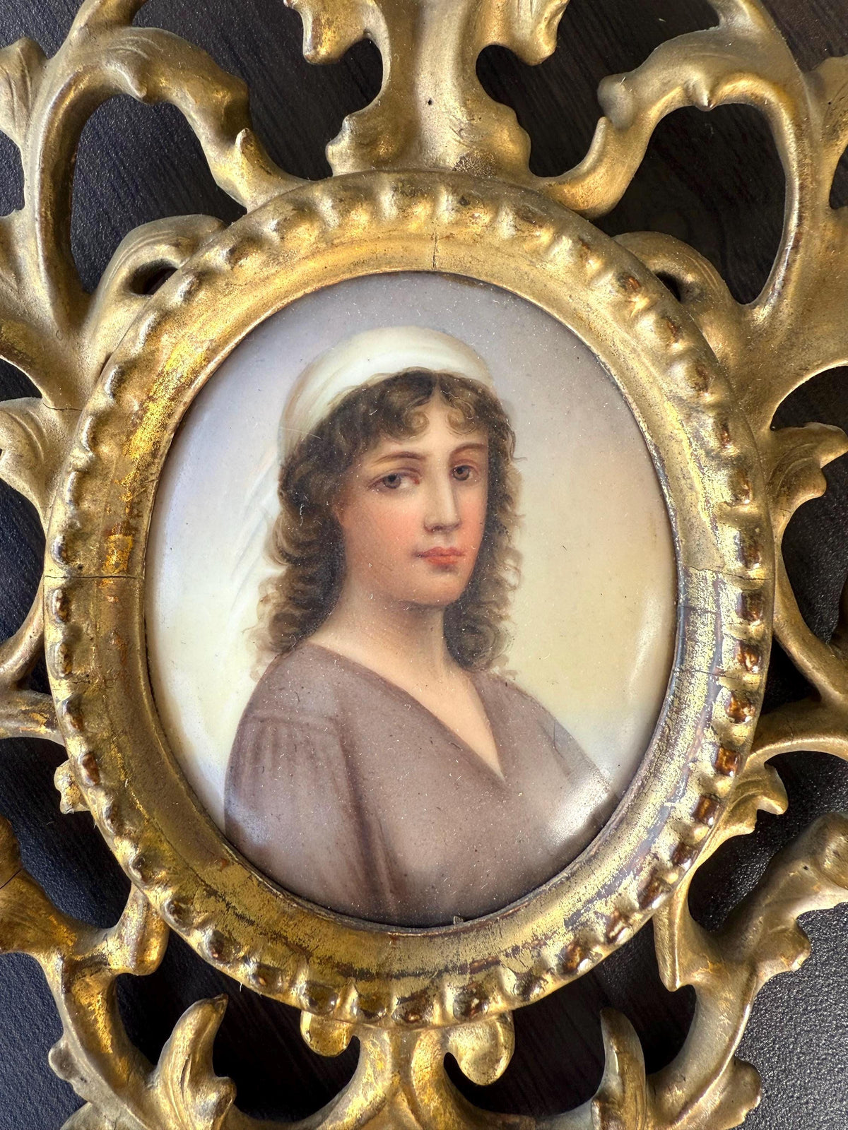 Miniature Antique Hand Painted Portrait of Ruth